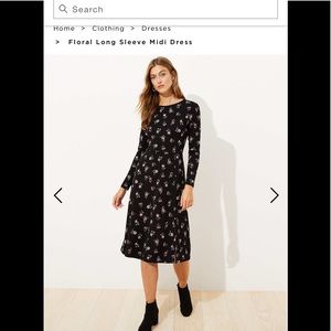 Loft Floral Long sleeve Midi dress